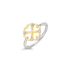 ANILLO TREBOL Y CORAZON CON DIAMANTES