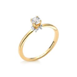 ANILLO SOLITARIO CON TOPACIO Y DIAMANTES