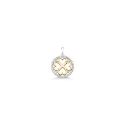 DIJE TREBOL Y CORAZONES CON DIAMANTES